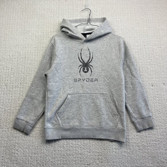 SPYDER Boy's Gray / Black Hoodie Size L 10-12 Ski Winter Mountain Sports - Picture 1 of 12
